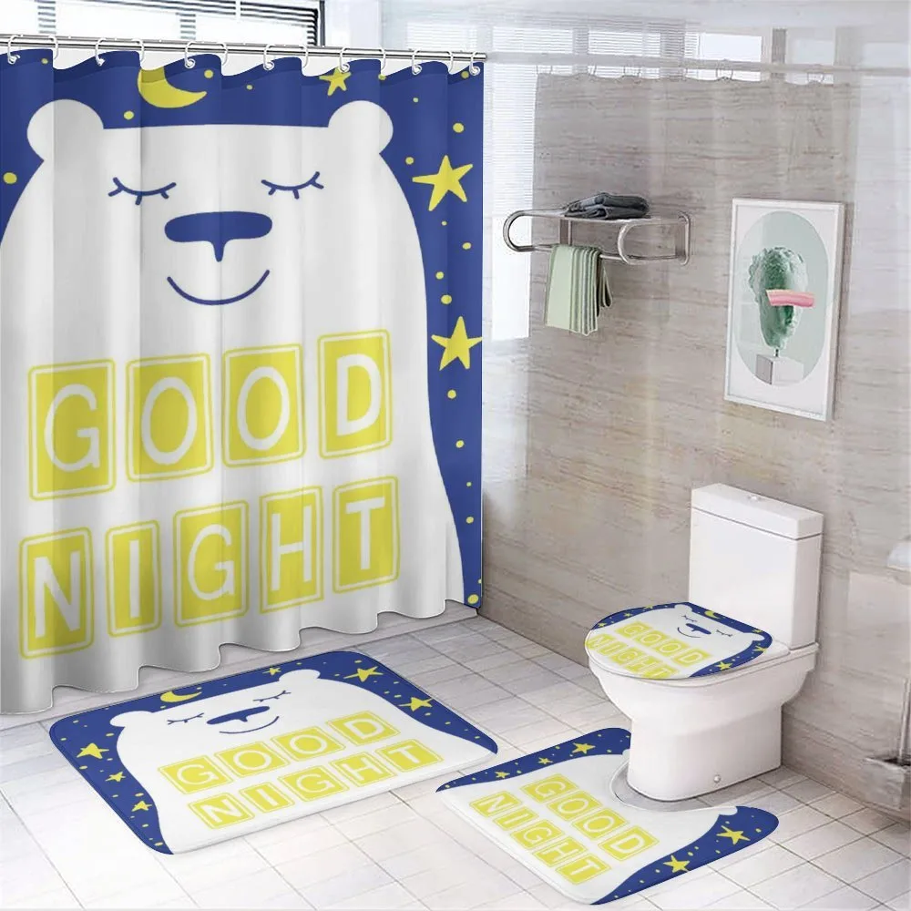 Polar Bear Night Text — 4-Piece Bathroom Set preview