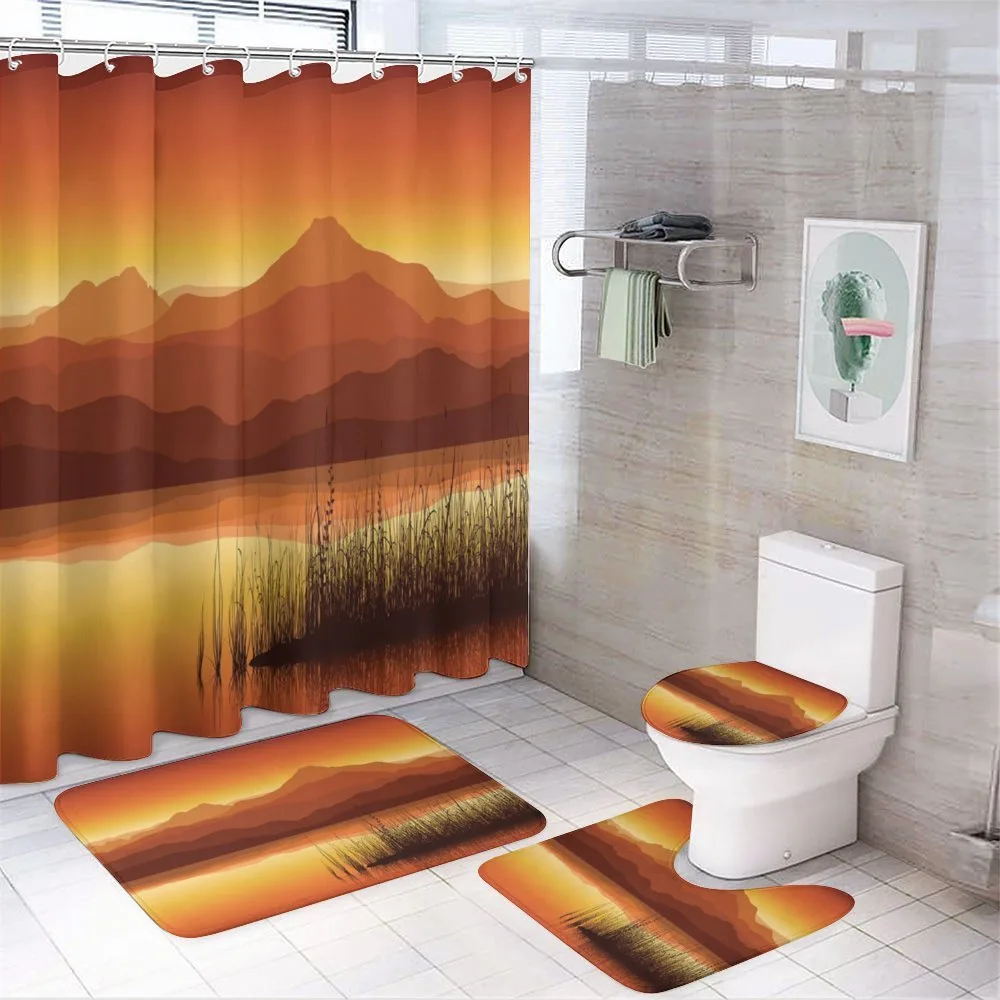 Abstract Mountains Sunset — 4-Piece Bathroom Set preview