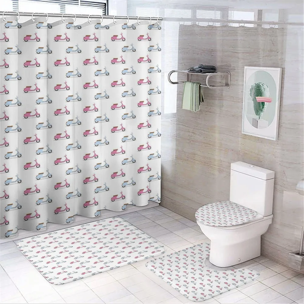 Pink Blue Mopeds — 4-Piece Bathroom Set preview