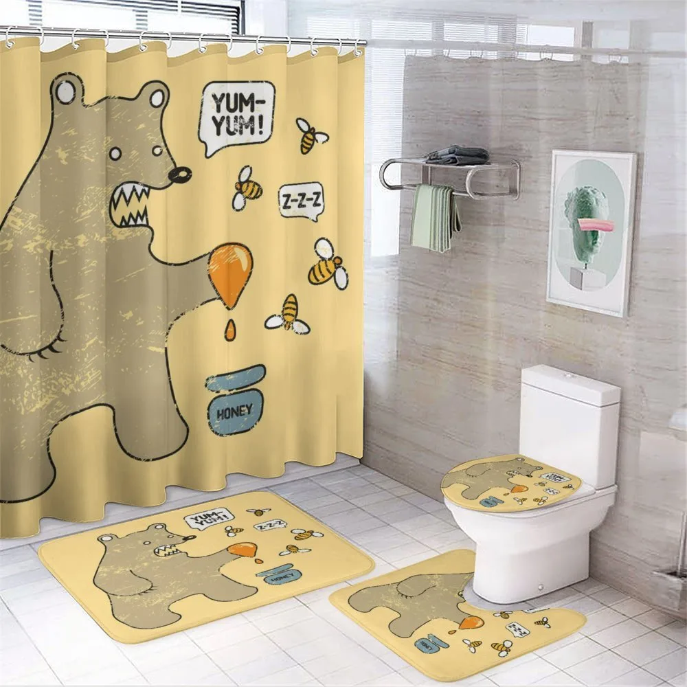 Bear Bees Honey Comic — 4-Piece Bathroom Set preview