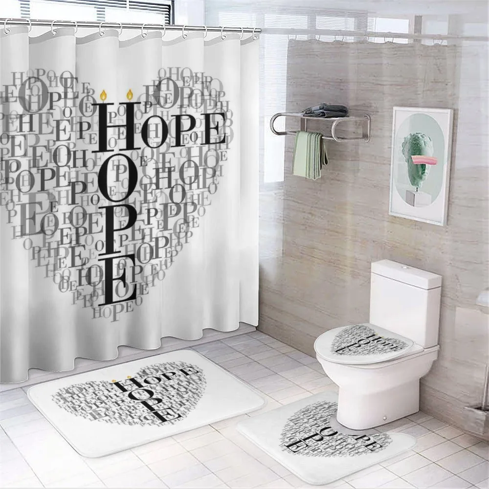Heart Shaped Hope Word — 4-Piece Bathroom Set preview