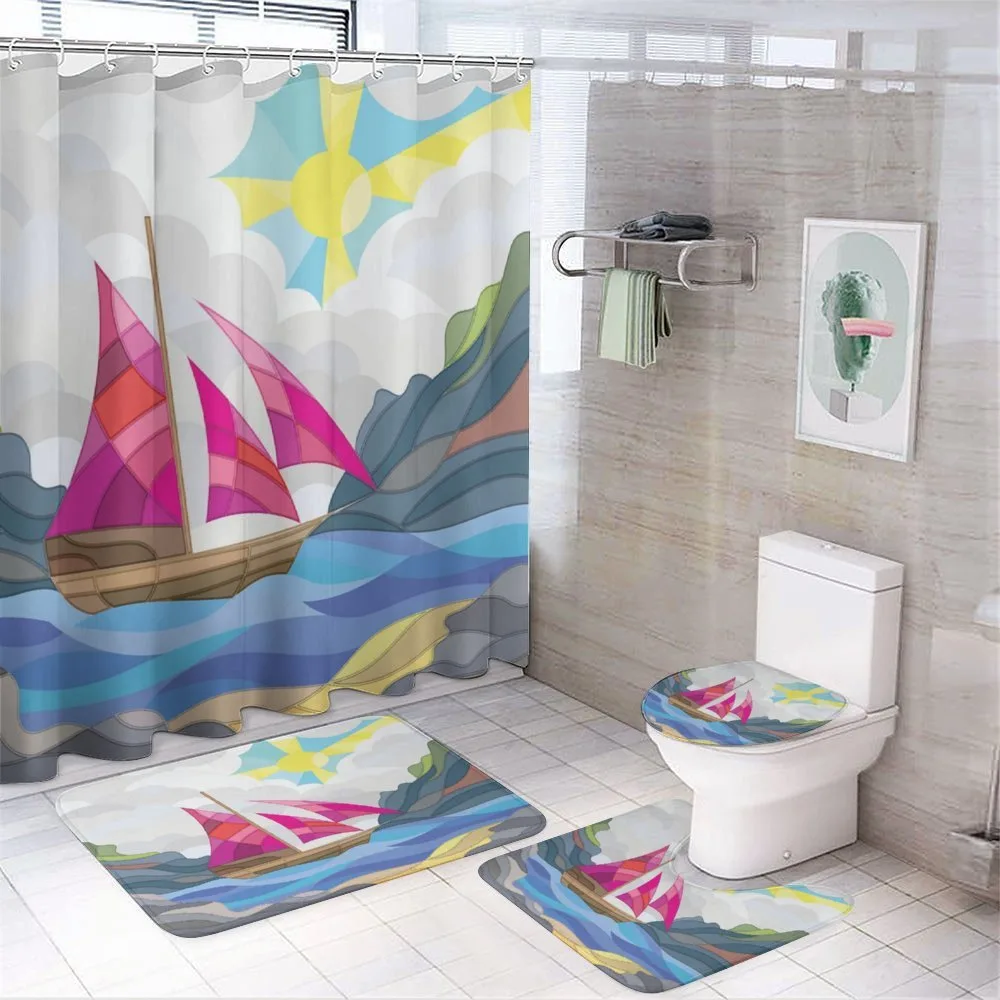 Sun Sail Boat Vitray — 4-Piece Bathroom Set preview