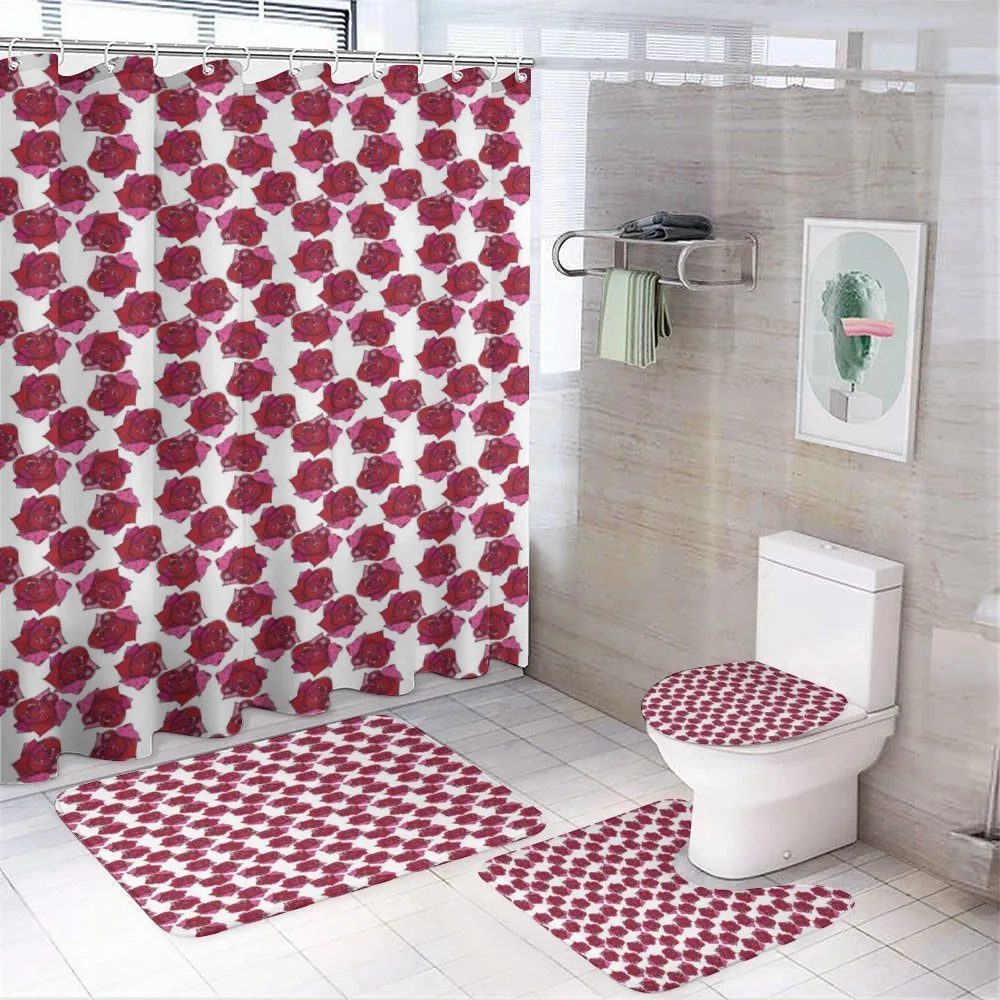 Sketchy Abstract Floral Image — 4-Piece Bathroom Set preview
