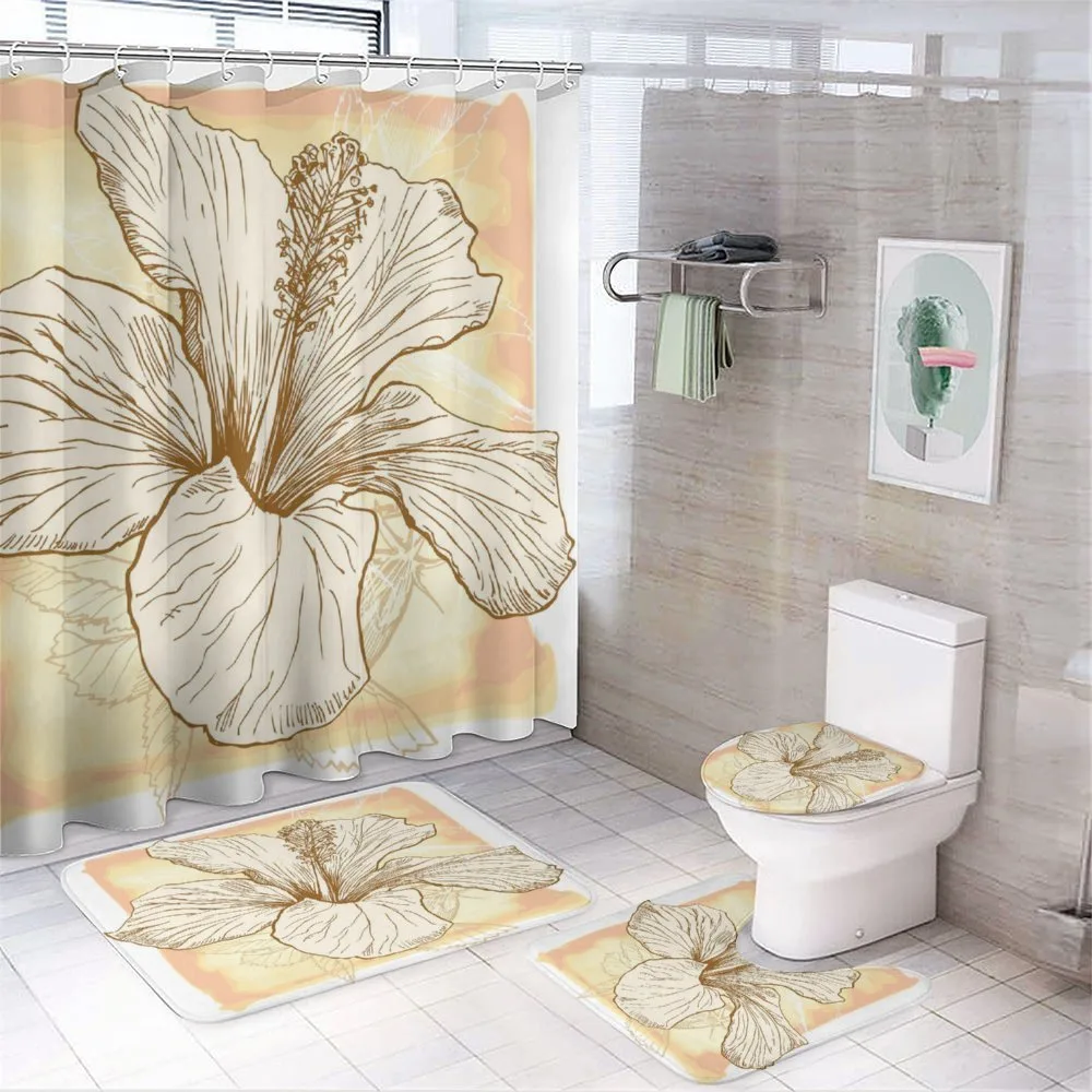 Large Hibiscus Flower Petals — 4-Piece Bathroom Set preview