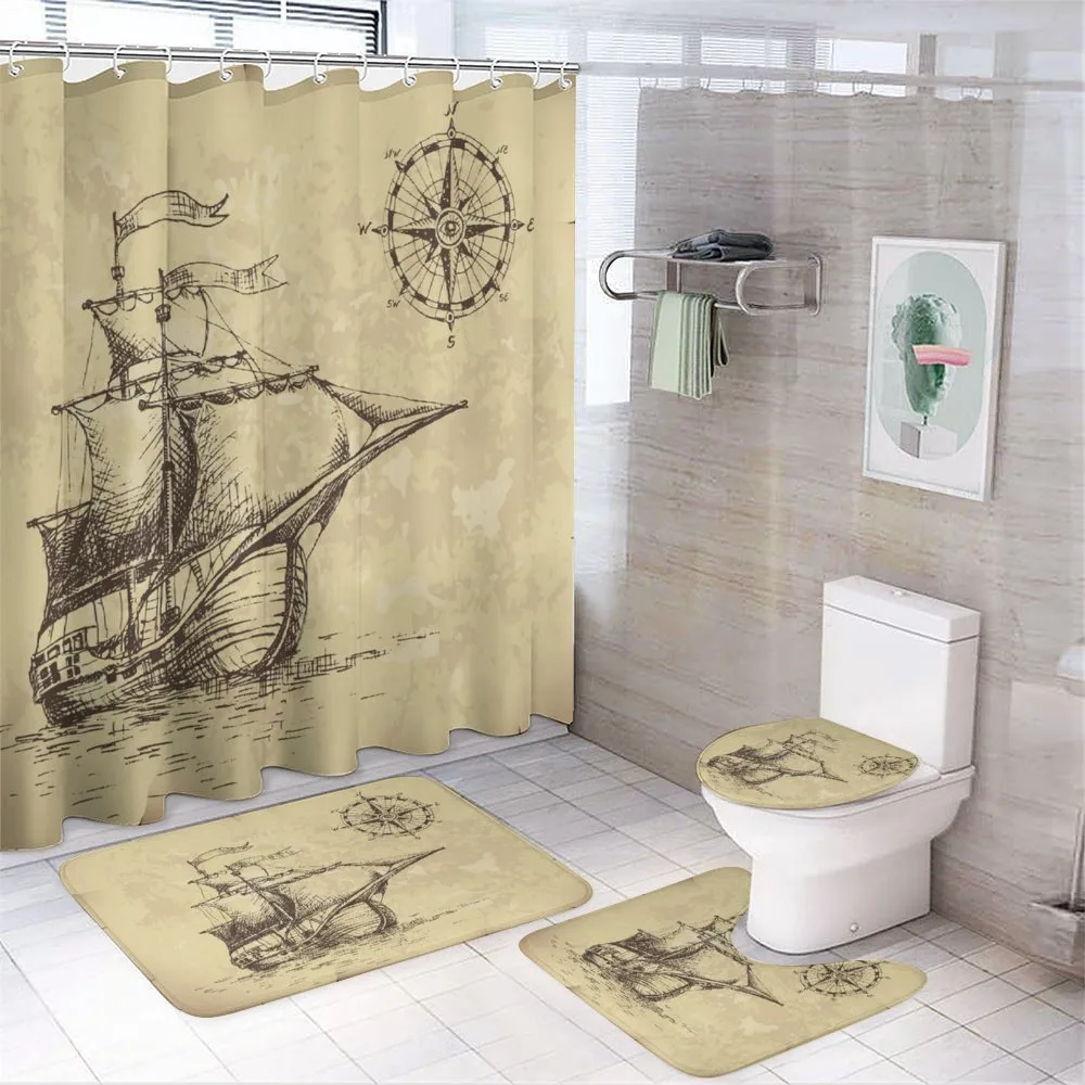 Old Paper Ship — 4-Piece Bathroom Set preview