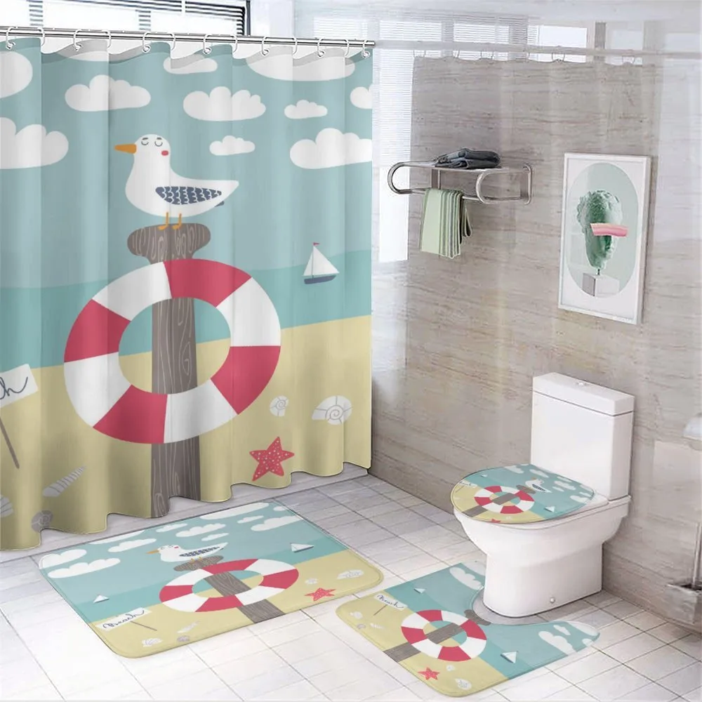Seagull Sits on Pole — 4-Piece Bathroom Set preview