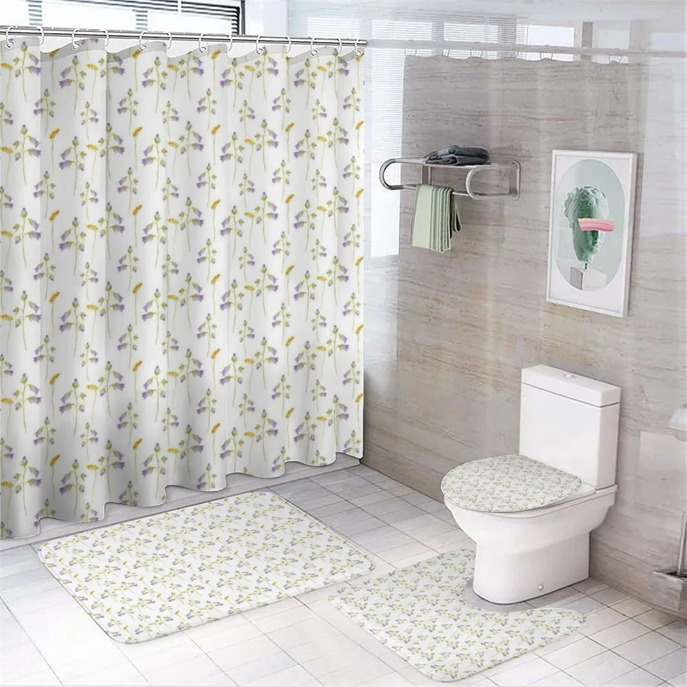 Simple Spring Tone Flowers — 4-Piece Bathroom Set preview