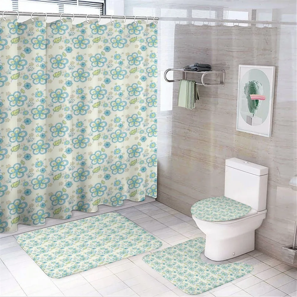 Flower Silhouette Design — 4-Piece Bathroom Set preview