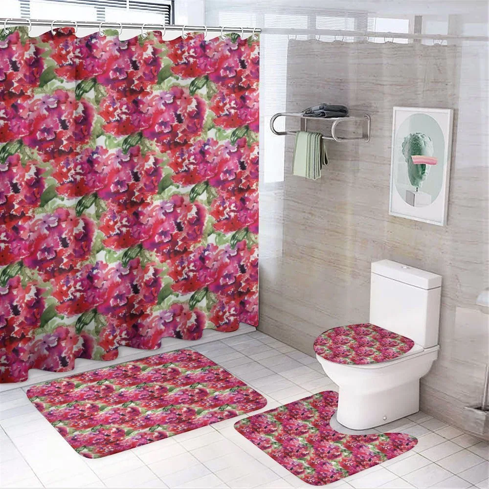 Abstract Hydrangea Flower Art — 4-Piece Bathroom Set preview