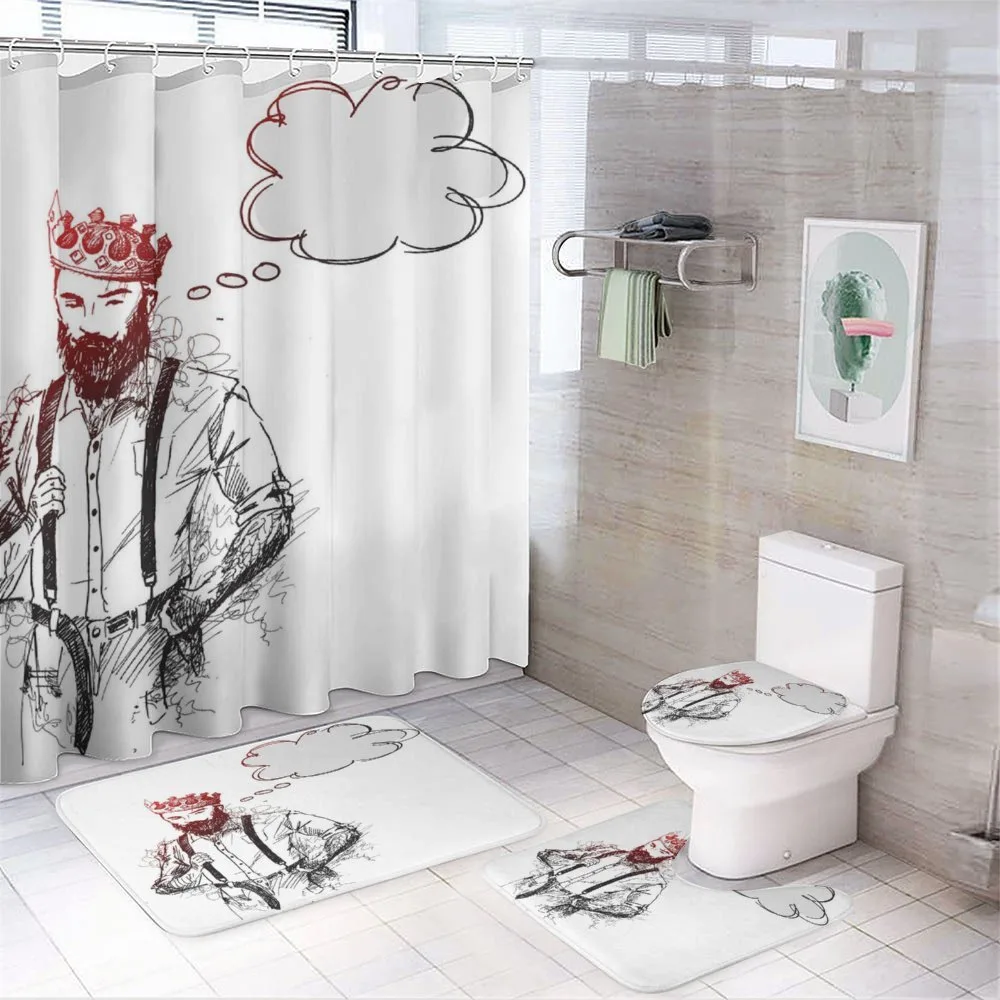 Cool Hipster King Sketch — 4-Piece Bathroom Set preview