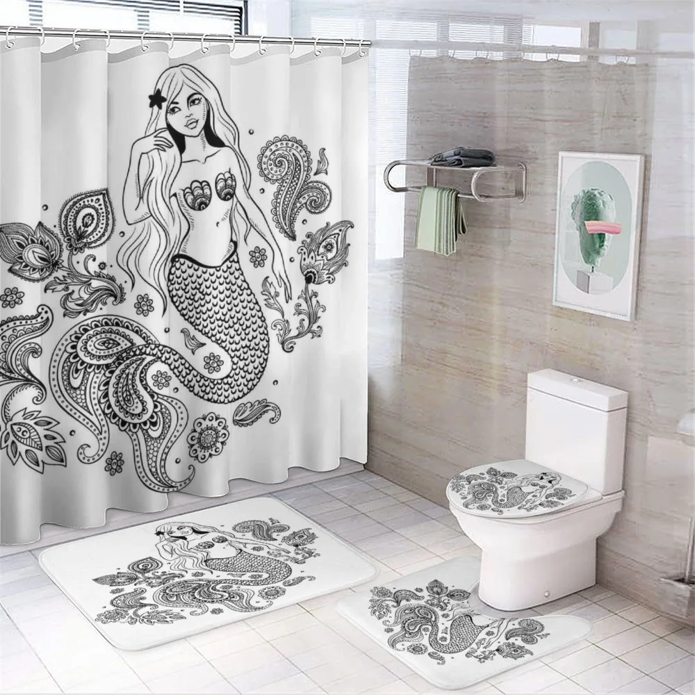 Mermaid in Ocean — 4-Piece Bathroom Set preview