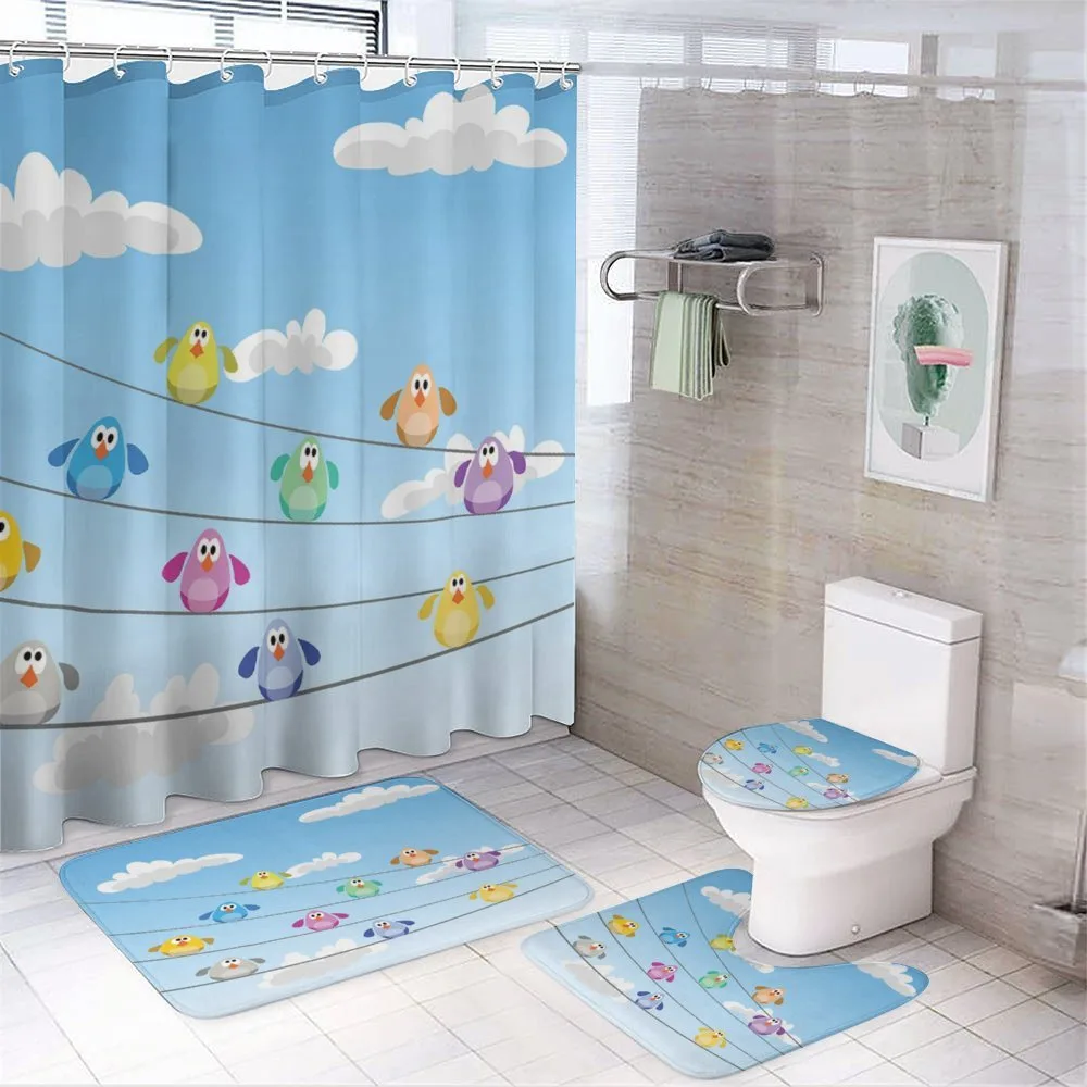 Flock of Colorful Birds — 4-Piece Bathroom Set preview