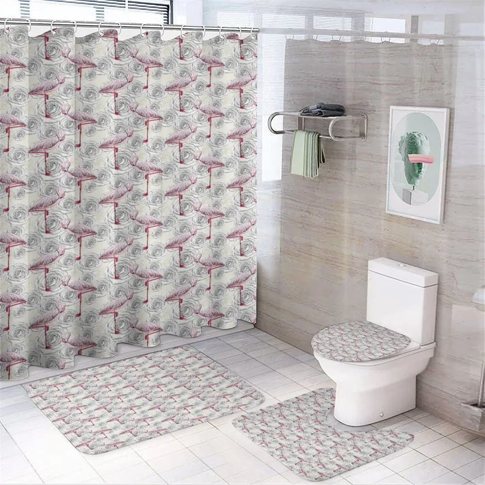 Roses and Flamingos — 4-Piece Bathroom Set preview