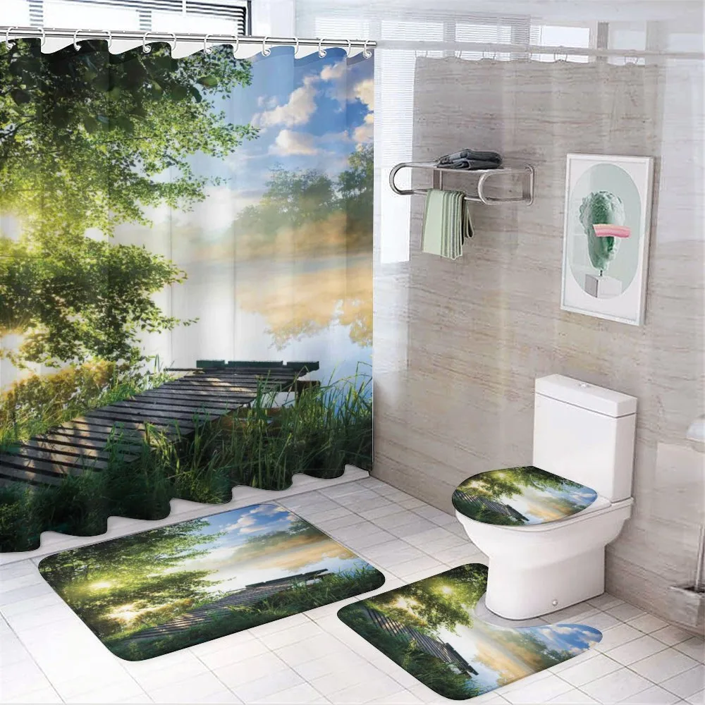 Fishing Pier by River — 4-Piece Bathroom Set preview