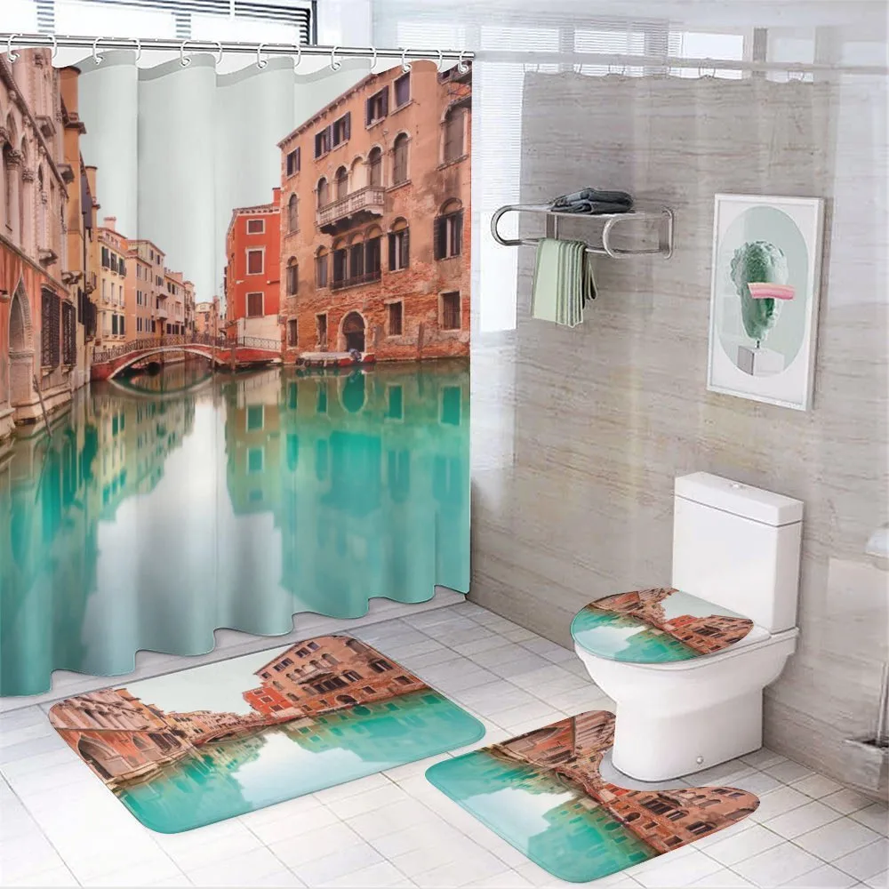Water Canal Bridge Boat — 4-Piece Bathroom Set preview
