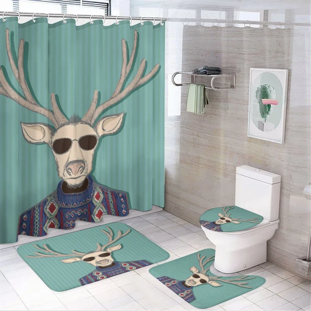 Deer with Colorful Sweater — 4-Piece Bathroom Set preview