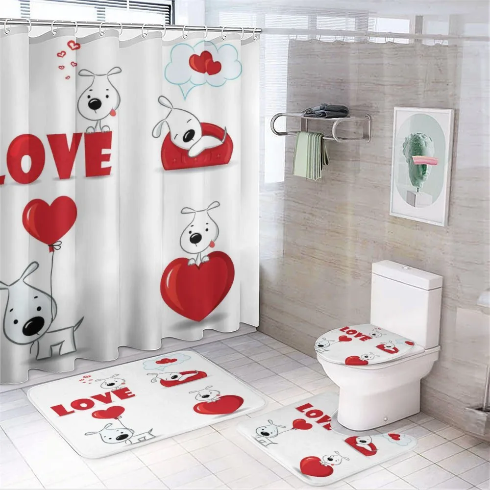 Funny Dog with Hearts — 4-Piece Bathroom Set preview