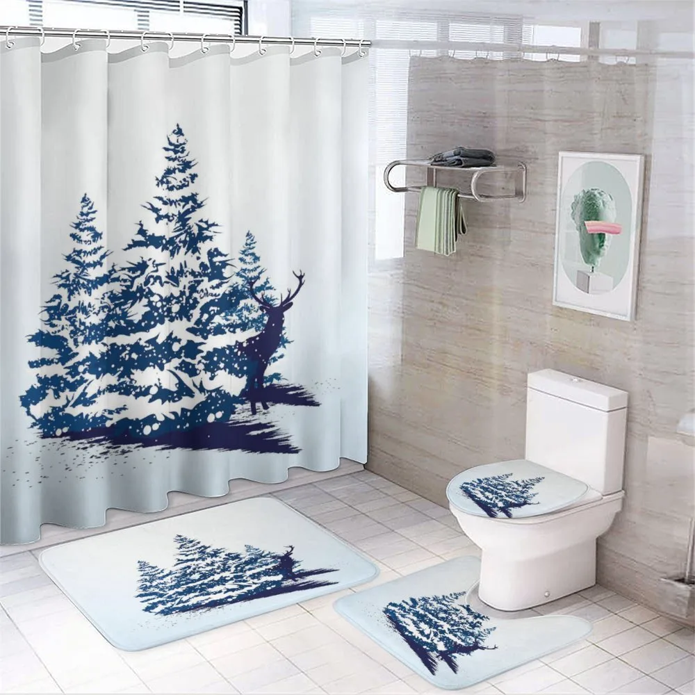 Reindeer Silhouette Snow — 4-Piece Bathroom Set preview