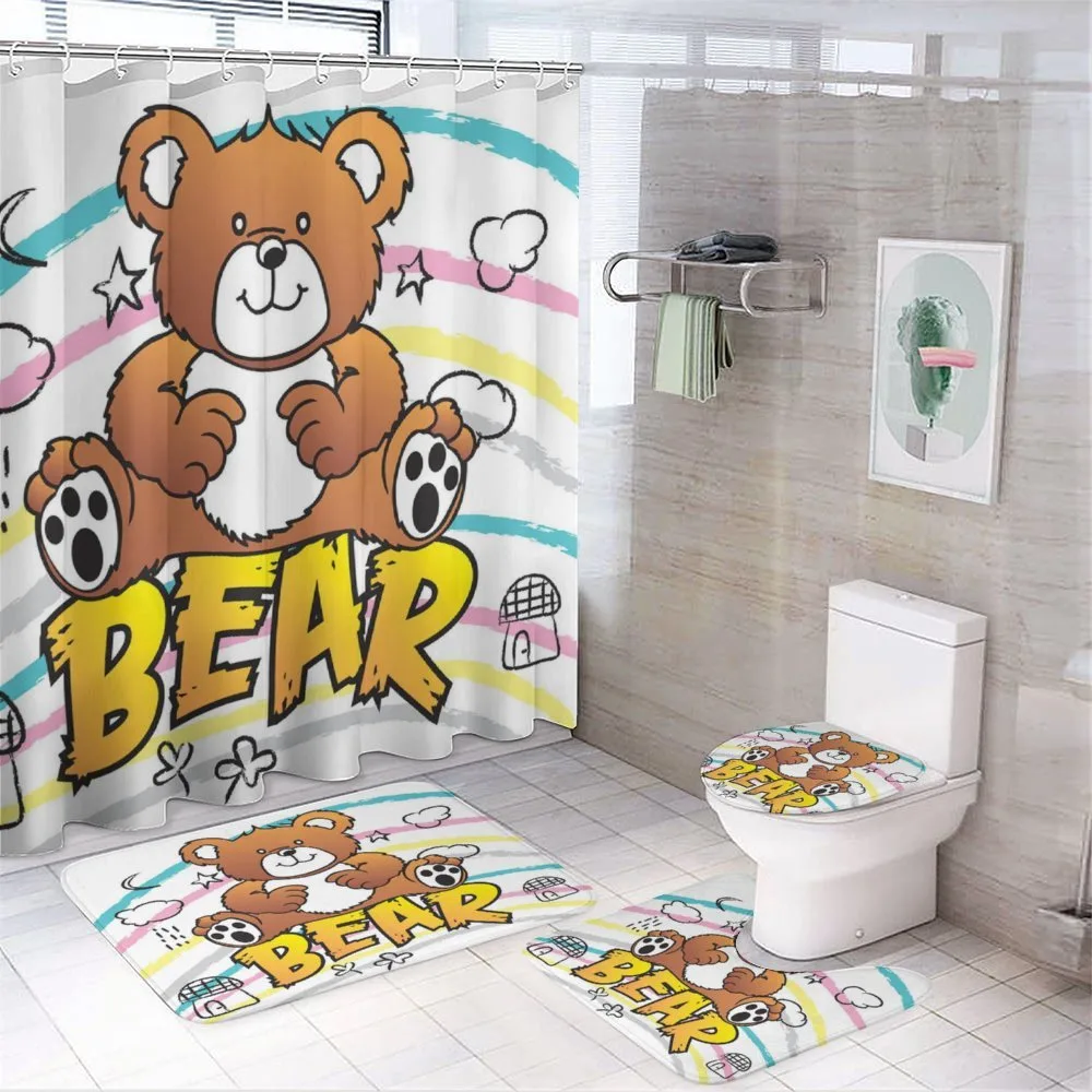 Brown Bears on Stripes — 4-Piece Bathroom Set preview
