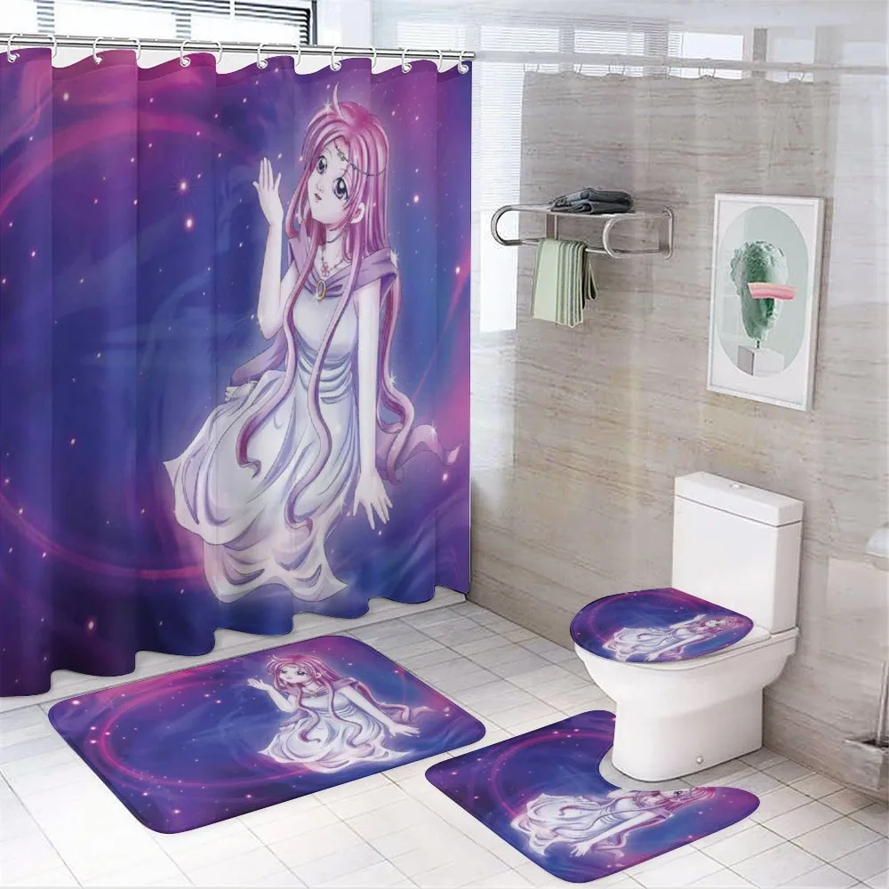 Purple Anime Fairy Sitting — 4-Piece Bathroom Set preview