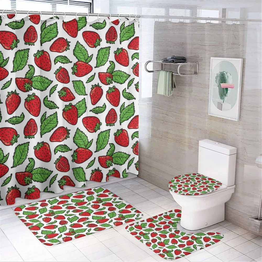 Juicy Strawberries Leaves — 4-Piece Bathroom Set preview