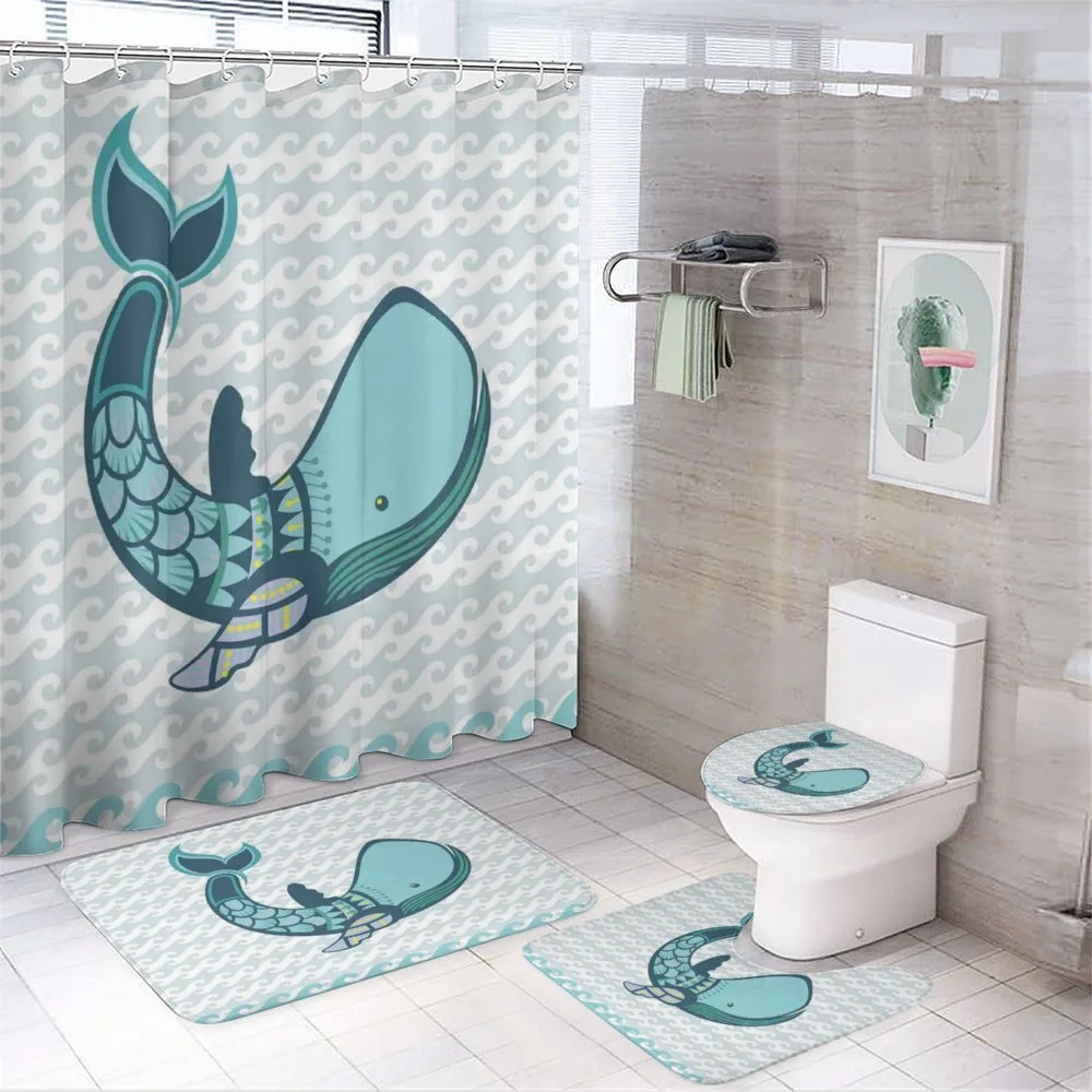 Happy Smiley Whale — 4-Piece Bathroom Set preview