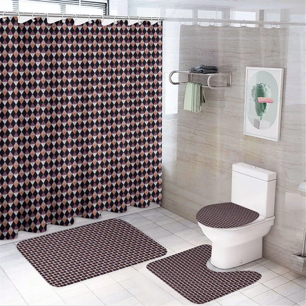 Boho Argyle Scribbled Retro — 4-Piece Bathroom Set preview