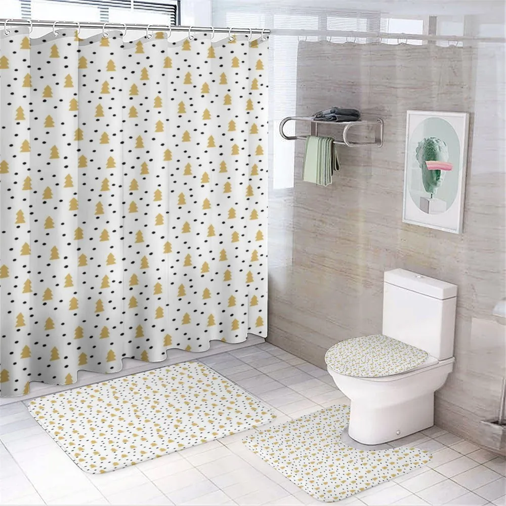 Pine Trees Black Dots — 4-Piece Bathroom Set preview