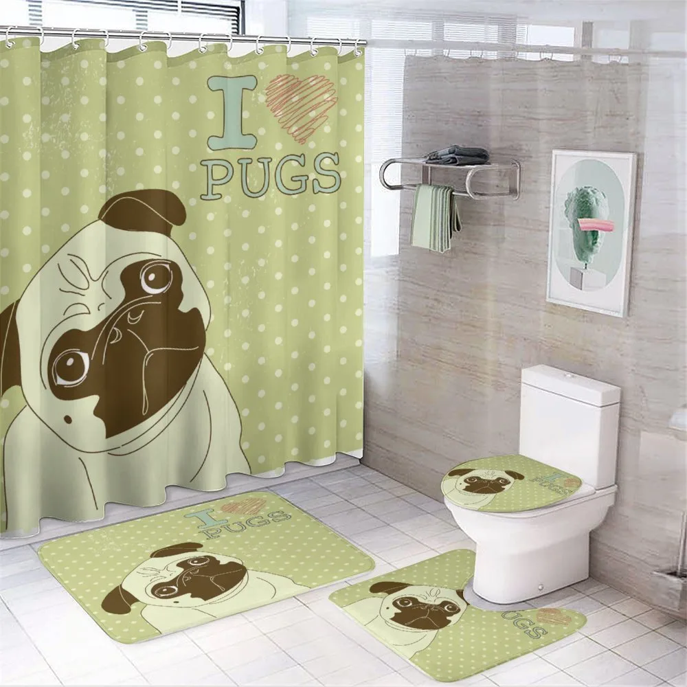 Tilted Head Dog Funny — 4-Piece Bathroom Set preview