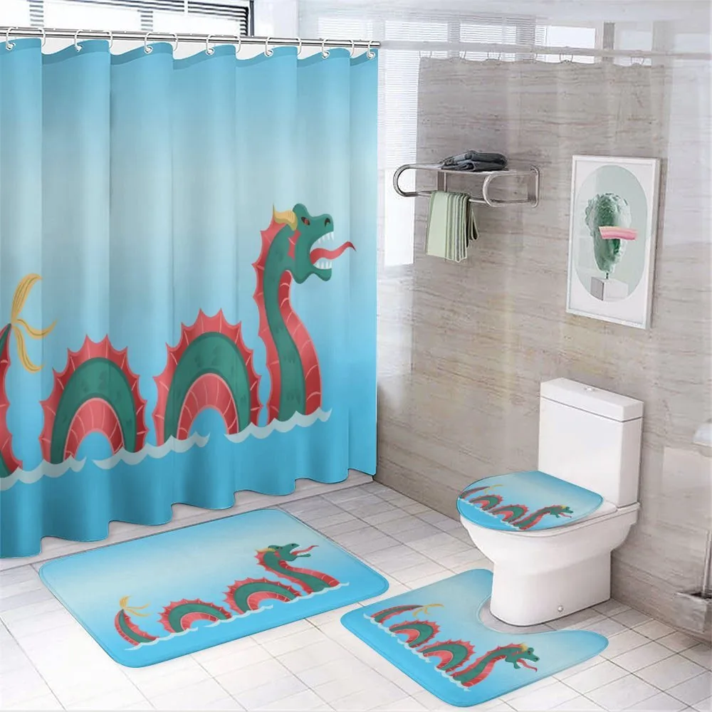 Sea Monster in the Ocean — 4-Piece Bathroom Set preview