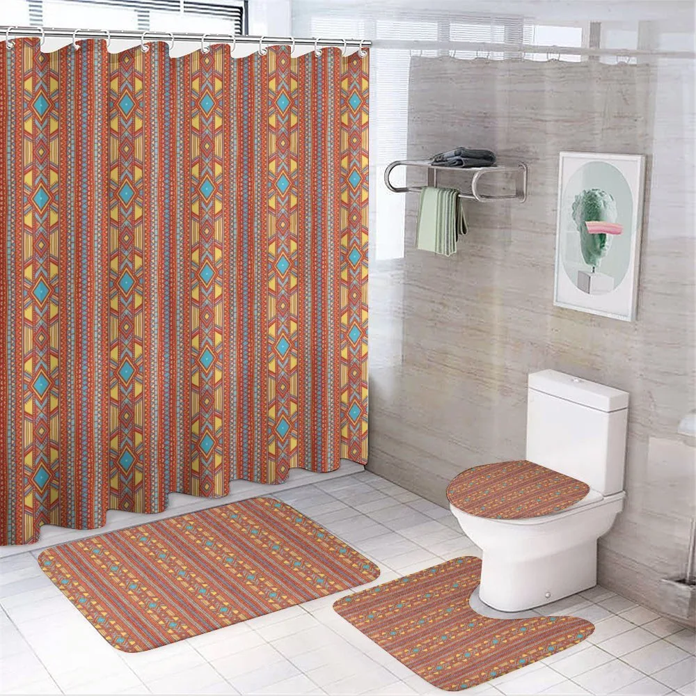 Ethnic Ornamental Rhombuses — 4-Piece Bathroom Set preview