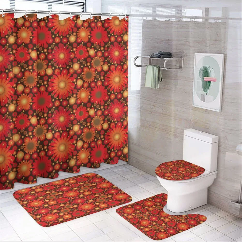 Vivid Botanical Gerbera Art — 4-Piece Bathroom Set preview