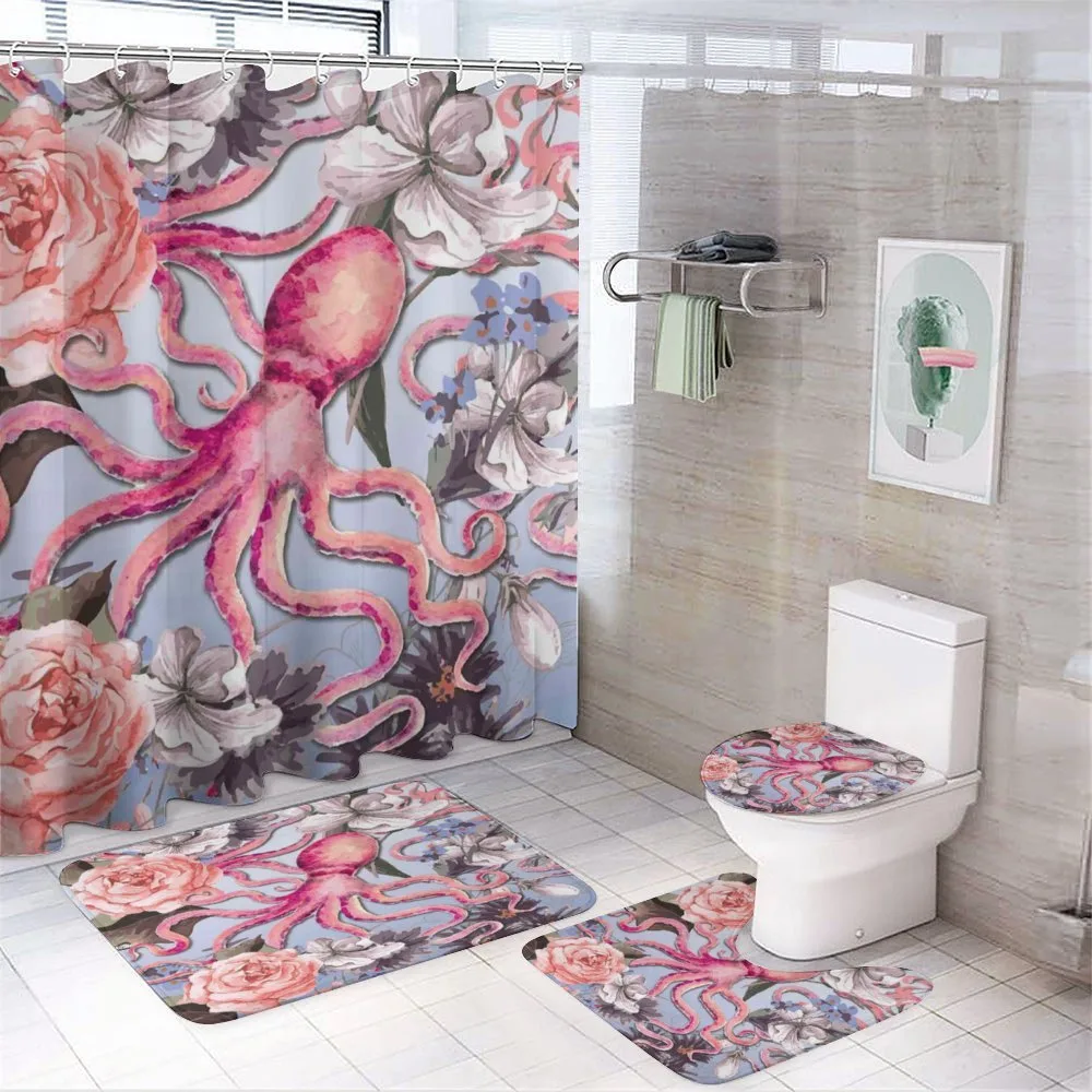 Animal Watercolor Flowers — 4-Piece Bathroom Set preview