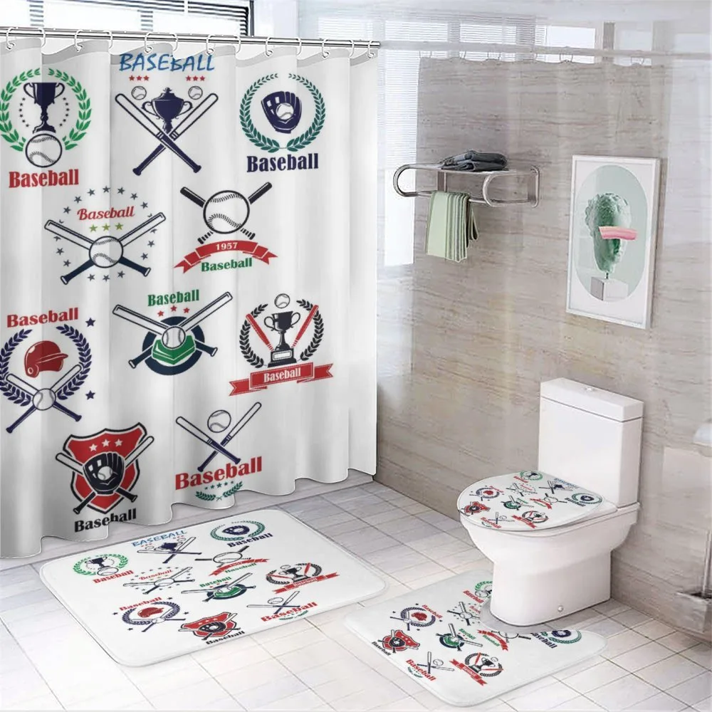 Baseball Glove Bats — 4-Piece Bathroom Set preview