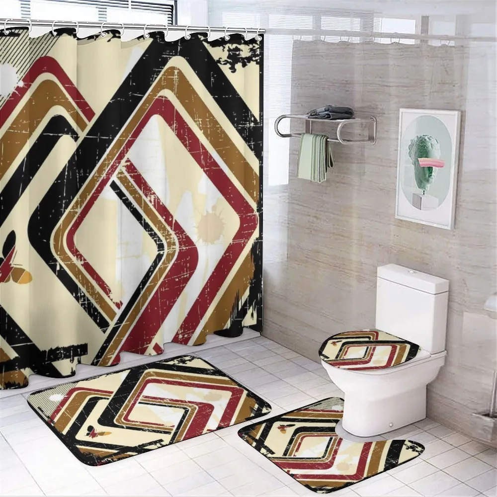 Retro Trippy Form Ruby — 4-Piece Bathroom Set preview