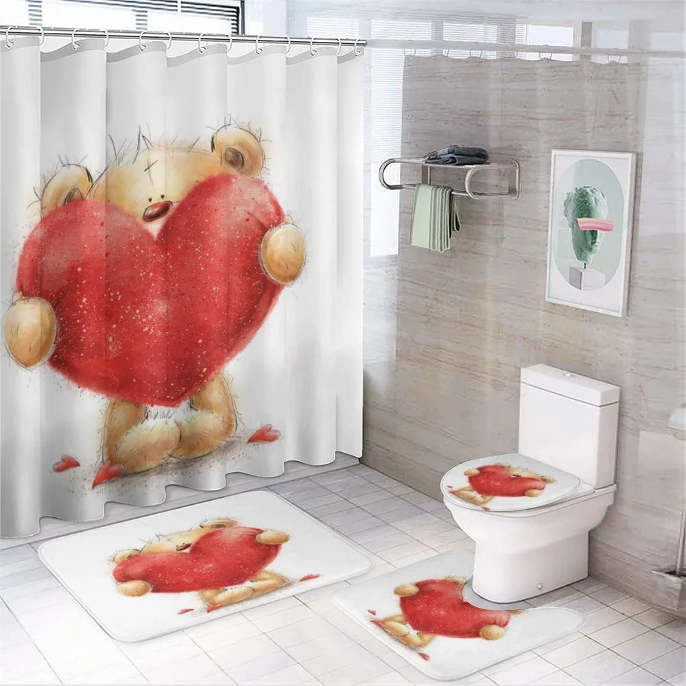 Romantic Mascot Red Heart — 4-Piece Bathroom Set preview