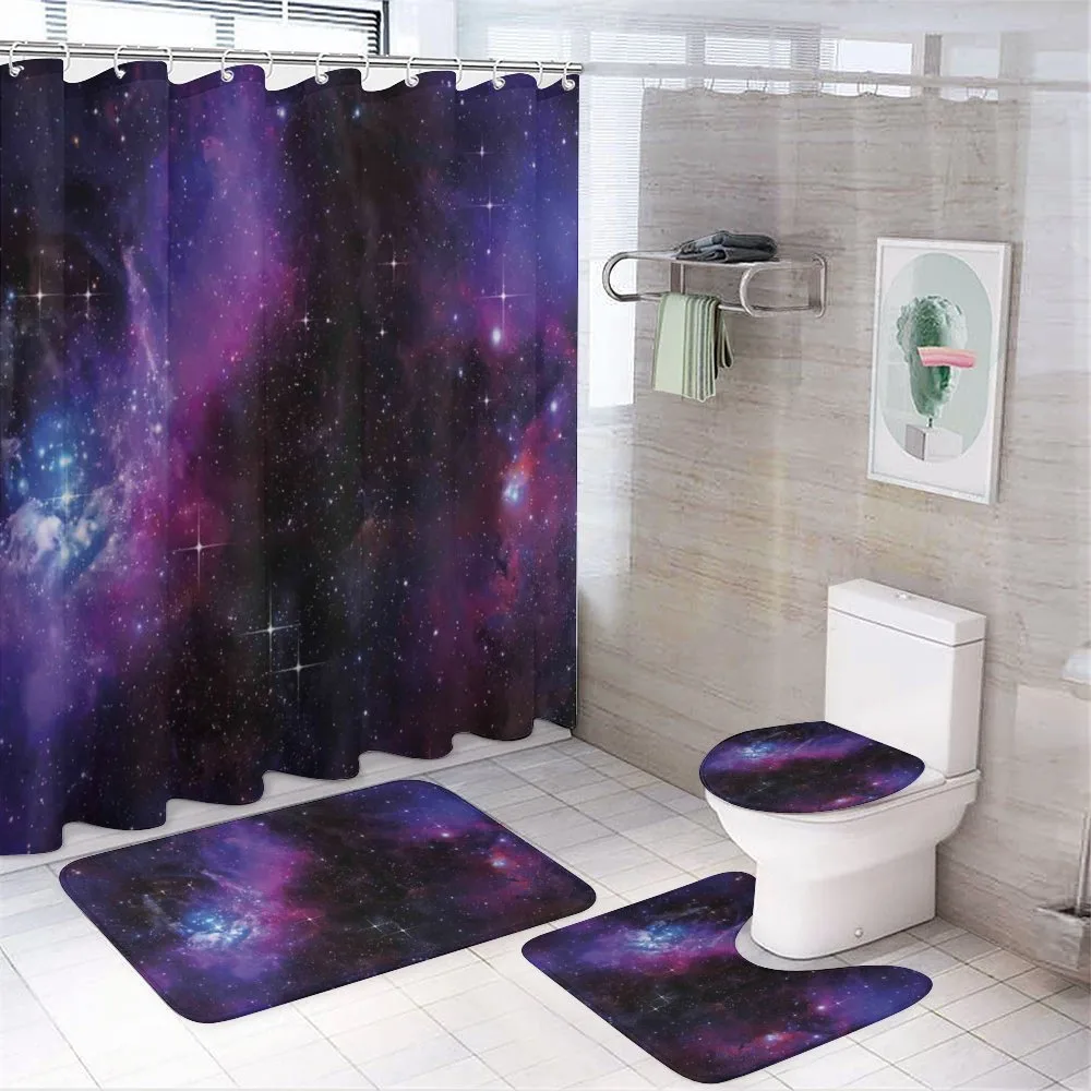 Nebula Dark Galaxy Stars — 4-Piece Bathroom Set preview