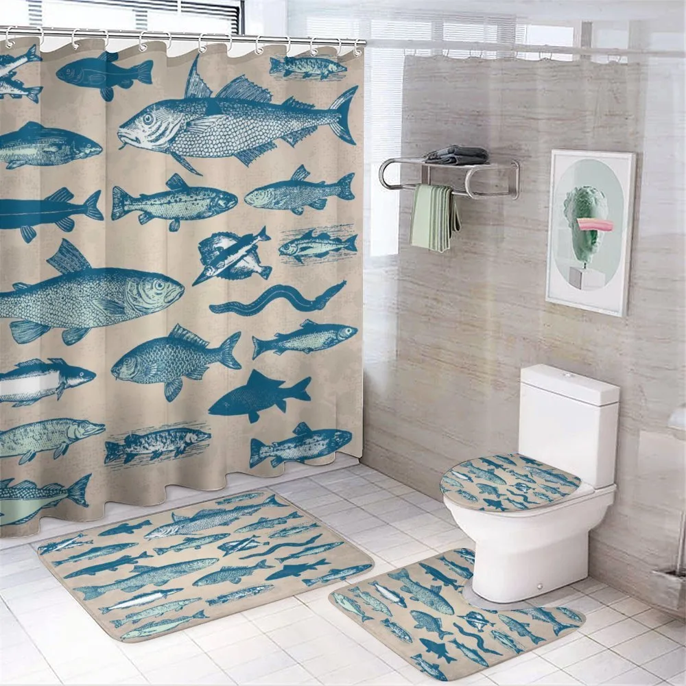 Vintage Seafood Composition — 4-Piece Bathroom Set preview