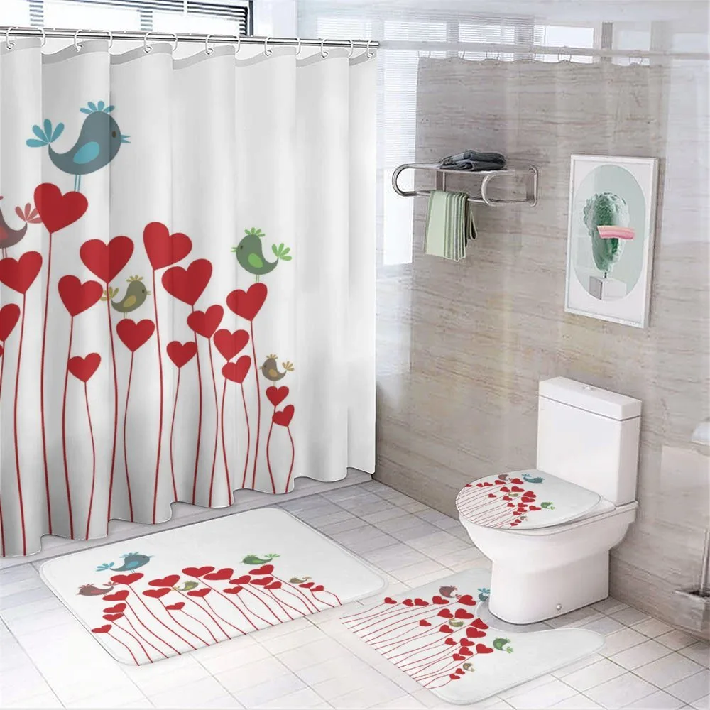 Spring Hearts Birds — 4-Piece Bathroom Set preview