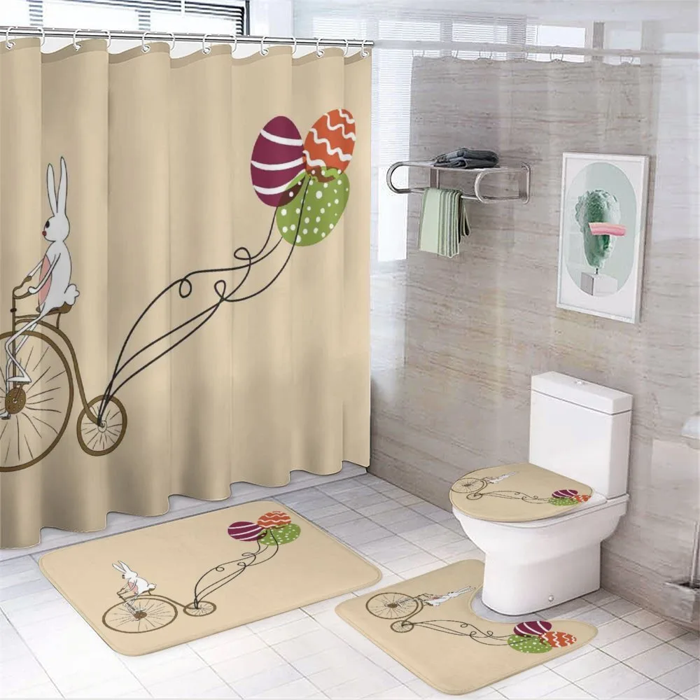 Bunny on Bike Egg Balloons — 4-Piece Bathroom Set preview