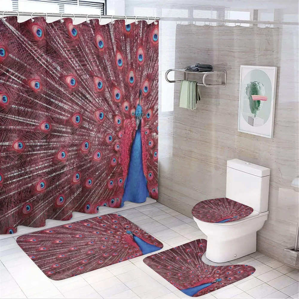 Peacock Bird Surreal — 4-Piece Bathroom Set preview