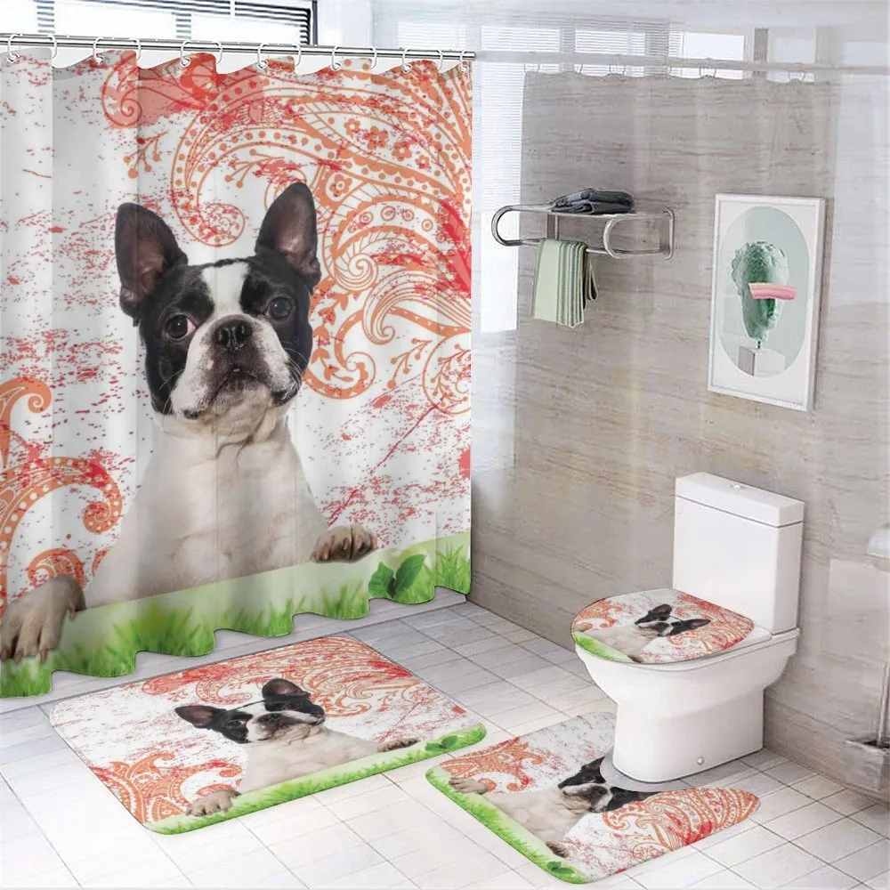 Pet Animal on Swirls — 4-Piece Bathroom Set preview