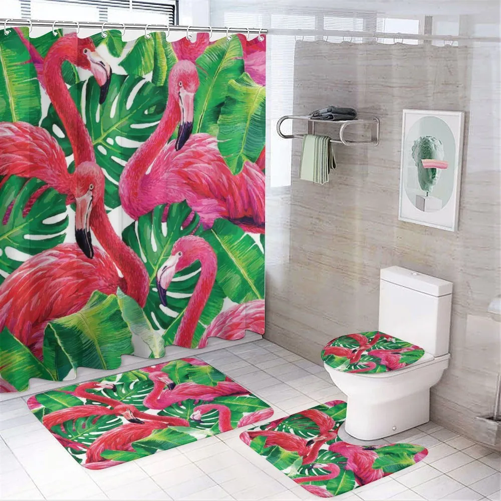 Retro Exotic Leaves — 4-Piece Bathroom Set preview