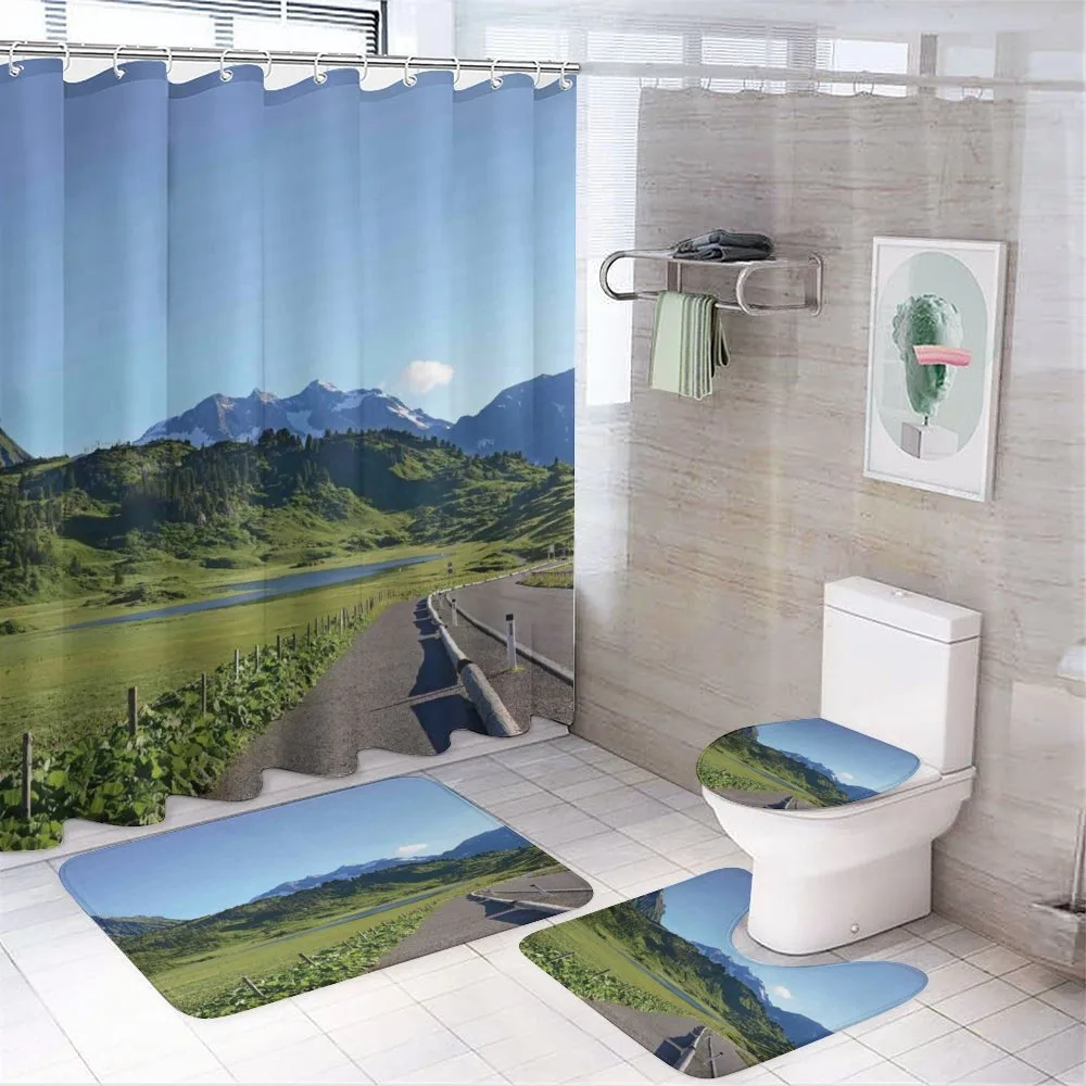 Mountain and Grassy Land — 4-Piece Bathroom Set preview