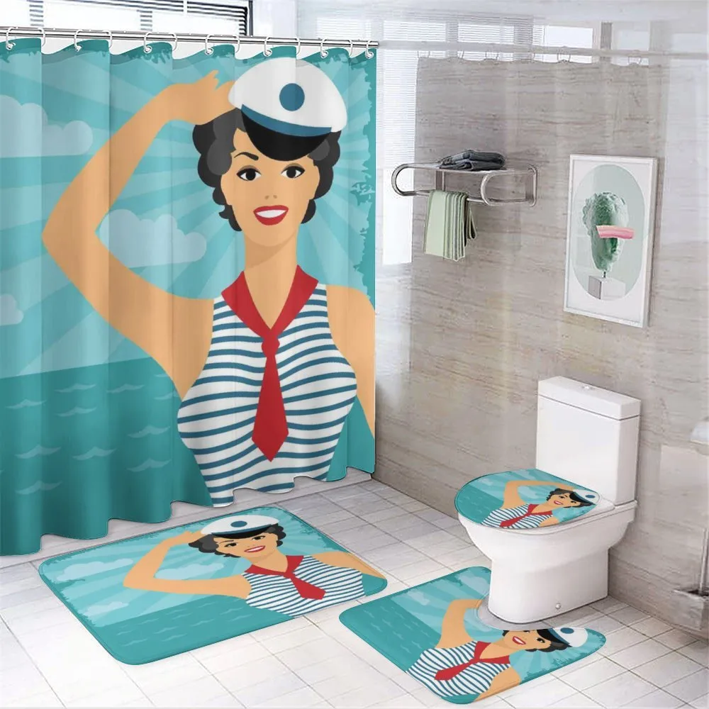 Smiling Sailor Girl — 4-Piece Bathroom Set preview