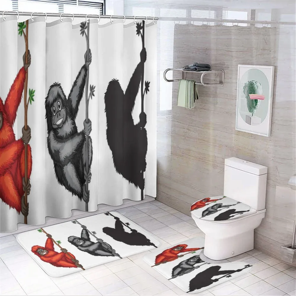 Cartoon Orangutans Hanging — 4-Piece Bathroom Set preview