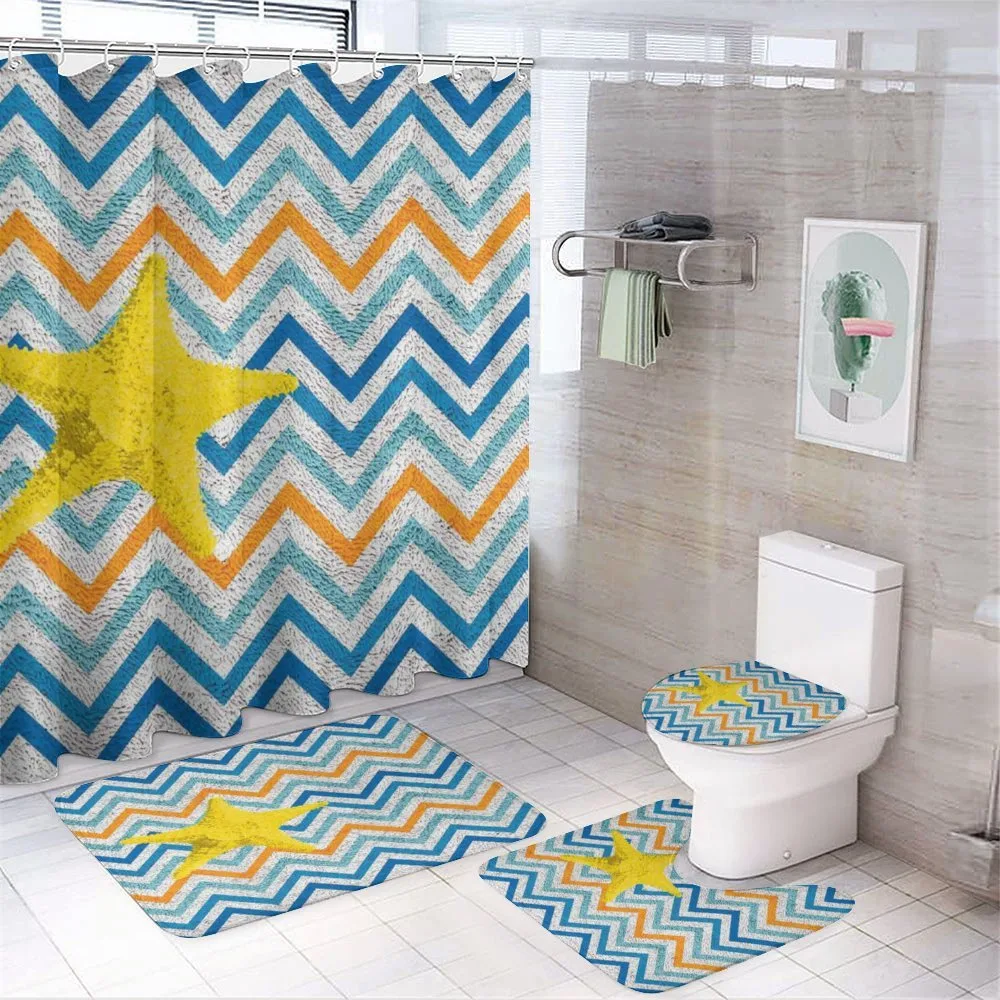 Angled Stripes Starfish — 4-Piece Bathroom Set preview