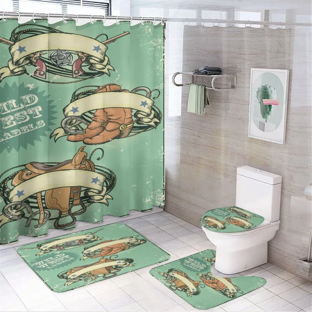 Grunge Retro Cowboy Boots — 4-Piece Bathroom Set preview