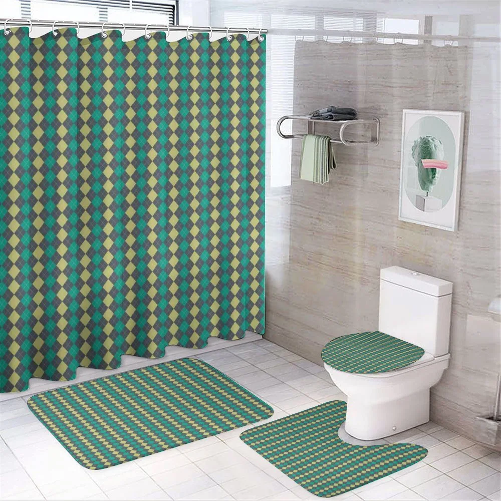 Vintage Argyle Pattern — 4-Piece Bathroom Set preview