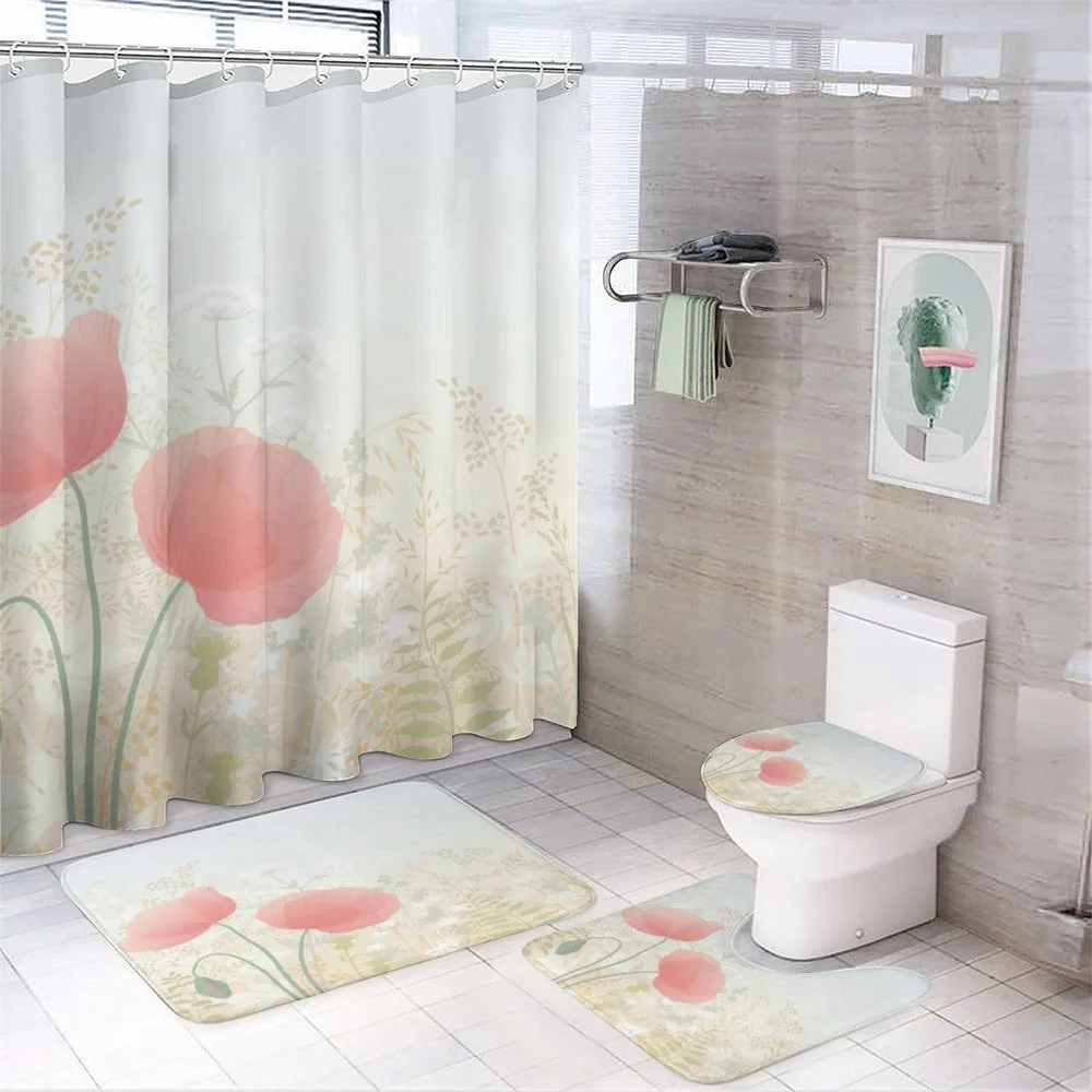 Wild Poppy Blooms Rural — 4-Piece Bathroom Set preview